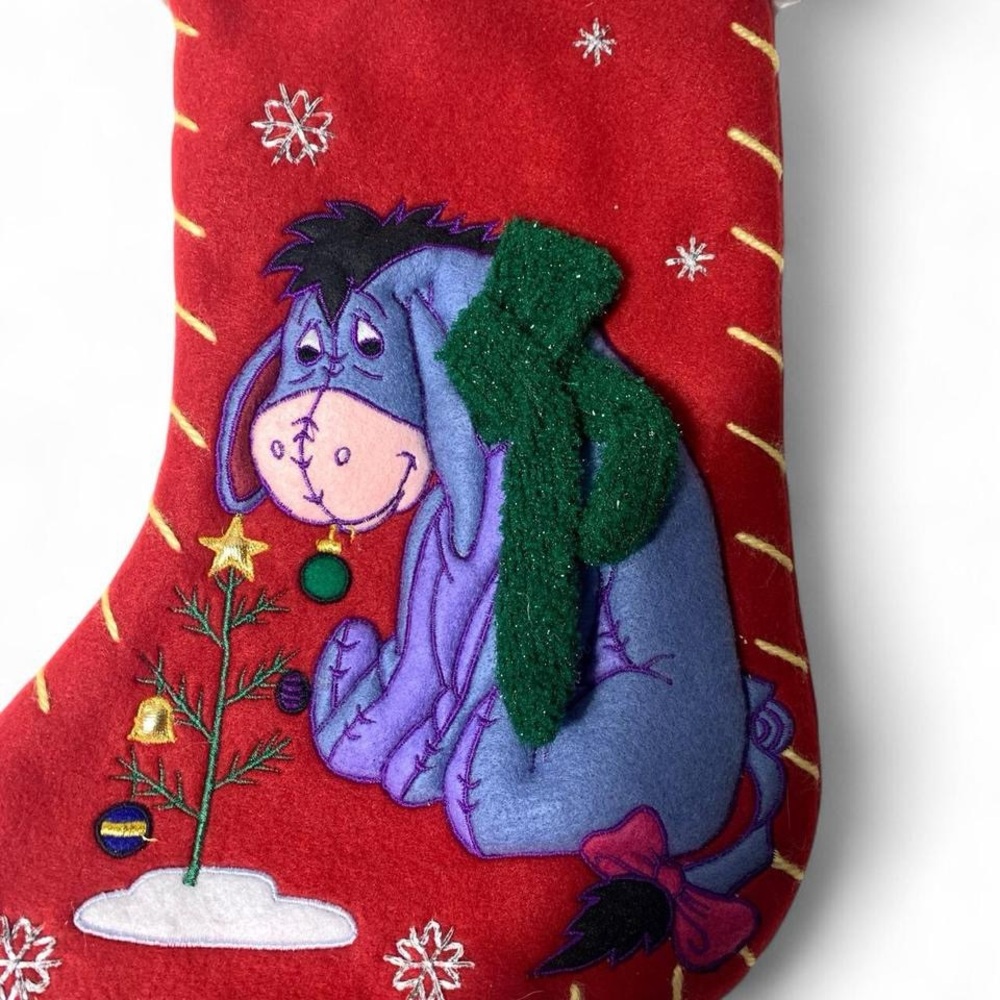 Vintage Disney Store Eeyore Felt 3D Plush Christmas Stocking 17" Winnie the Pooh - Picture 2 of 6